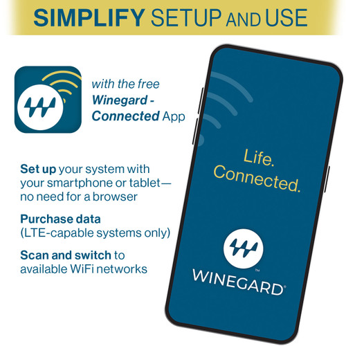 ConnecT 2.0 4G (4G LTE + WiFi Extender) for RVs connect with free Winegard - Connected app to simplify setup and use