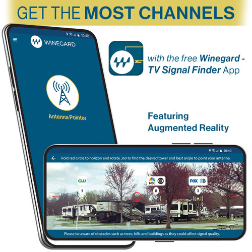 Rayzar Amplified Portable Indoor HD Antenna - Free Winegard - TV Signal Finder app helps find all the channels available