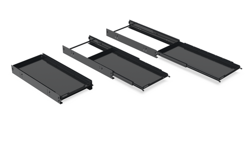 Winegard Cargo Tray at three different extension lengths, right side alternate view