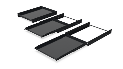 Winegard Cargo Tray at three different extension lengths, left side top view
