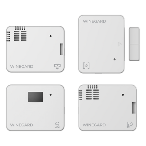 One contact sensor, one temp sensor, one motion sensor and one water sensor