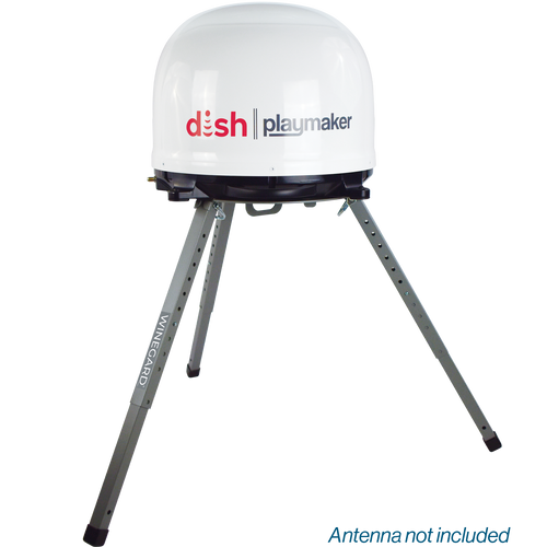 Portable Satellite Antenna Tripod Mount shown with Playmaker Gen 2 antenna