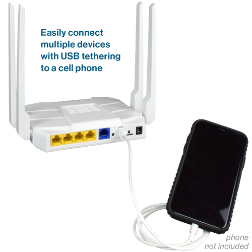 Image of a cellphone connected to the Aspen LTE router